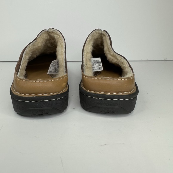 UGG‎ Burleigh 1633 Brown Suede Sheepskin Fur Lined Slides Mules Womens Size 7 - Picture 7 of 11